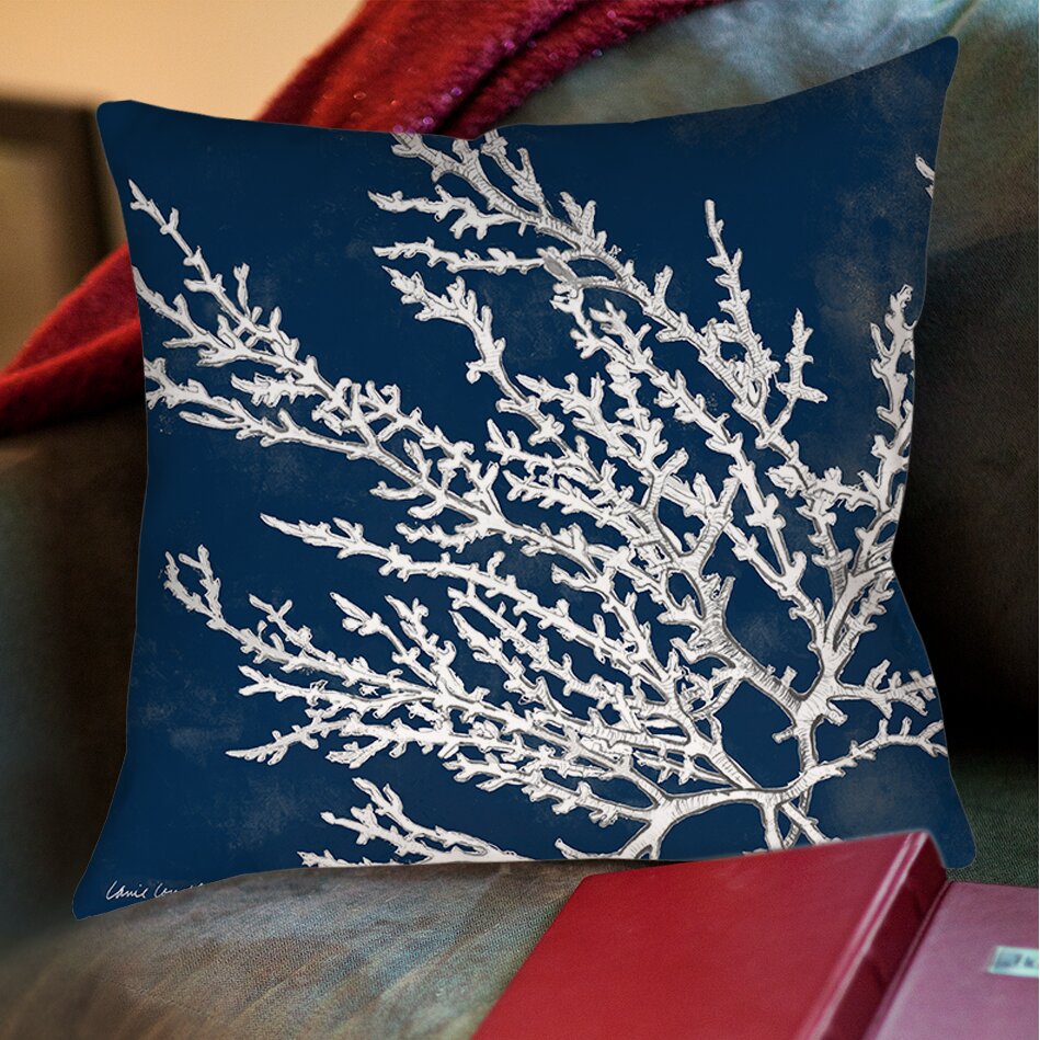 Beachcrest Home Beaconsdale Coastal Coral Printed Throw Pillow