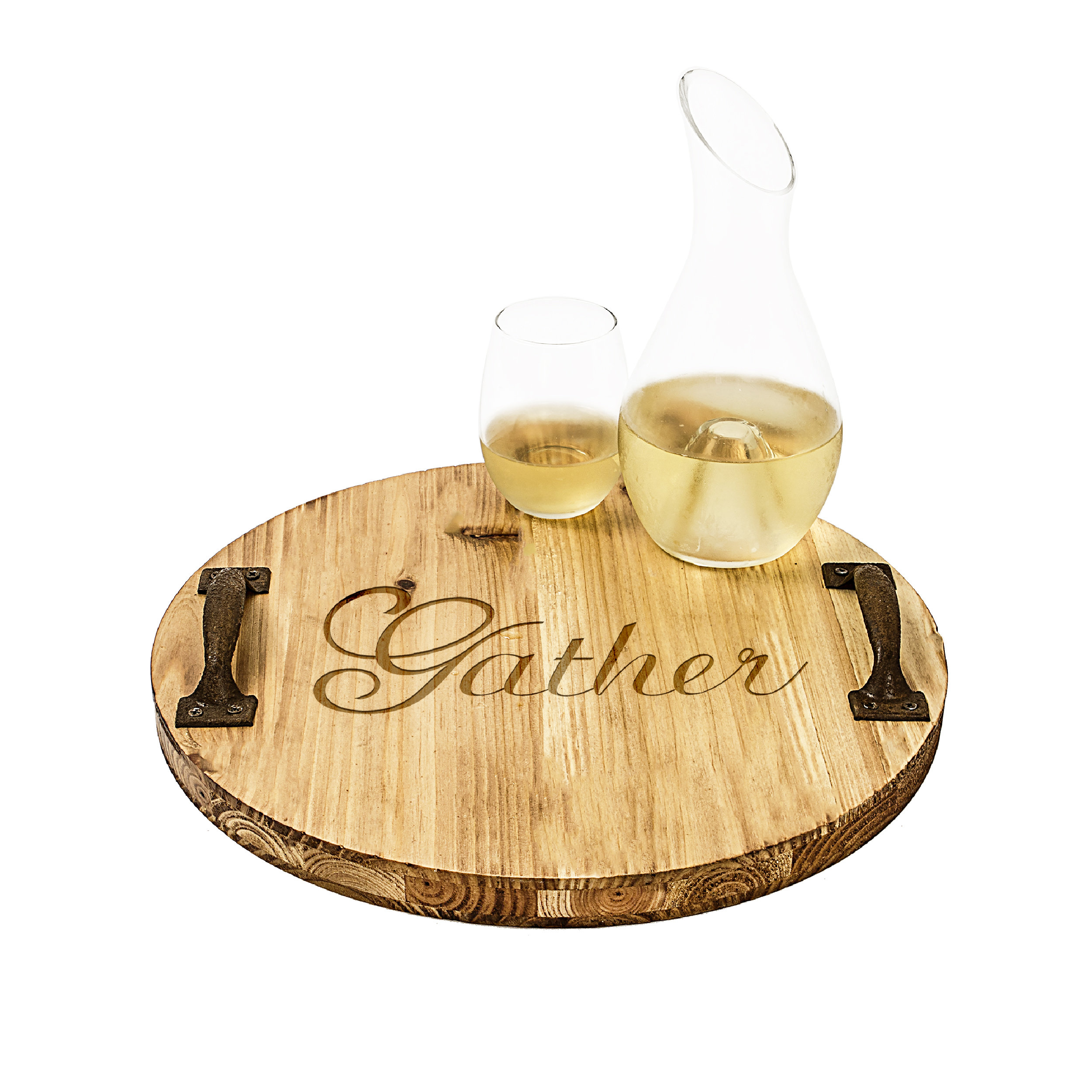 cathys concepts harvest rustic "gather" wood tray .