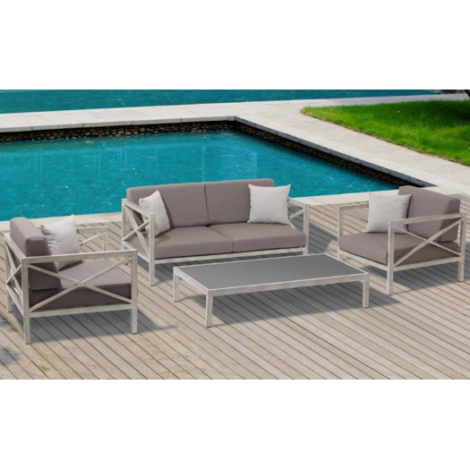 Ove Decors Pasadena Conversation Set 4 Piece Seating Group with Cushion