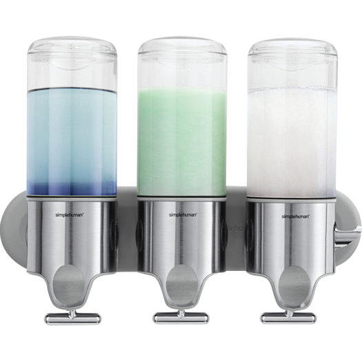 simplehuman Triple 15 Fl. Oz. Shampoo & Soap Dispenser Wall Mount in