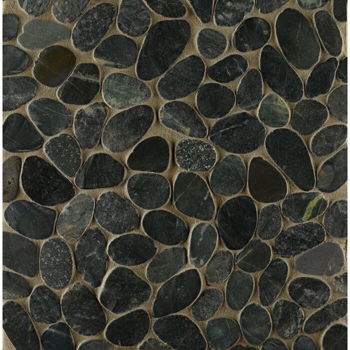 Bedrosians Hemisphere Random Sized Stone Pebble Tile In Ocean Black ...