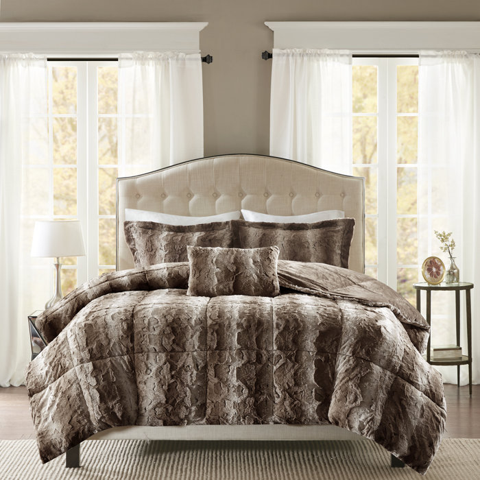 Madison Park Zuri Faux Fur 4 Piece Comforter Set Wayfair