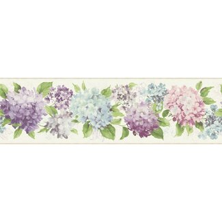 York Wallcoverings Kitchen and Bath Hydrangea 3339; x 9quot; Floral and 