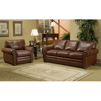 Omnia Leather Savannah Leather 3 Seat Sofa Living Room Set & Reviews ...