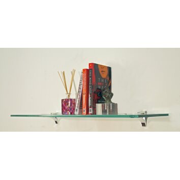 Spancraft Glass Peacock Glass Shelf， Chrome， 4.75 x 27