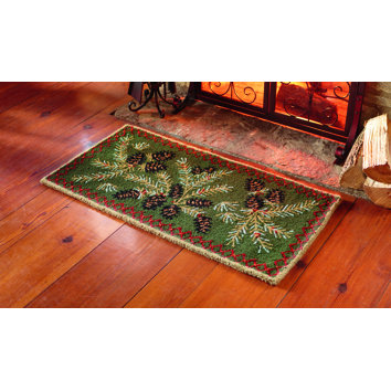 wool rug hearth plow hooked cone pine wayfair