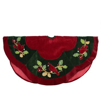 Northlight Cardinal Embroidered Christmas Tree Skirt with Scalloped ...
