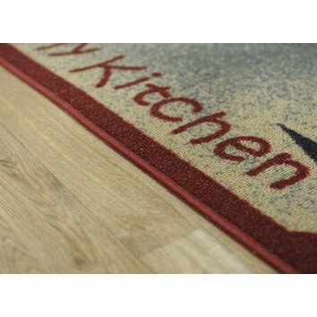 Rugnur Cucina I Love My Kitchen And Utensils Cream Red Kitchen Area Rug   Custom Image 