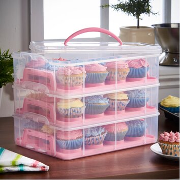 VonShef 3 Tier Cupcake Holder and Carrier Container & Reviews | Wayfair