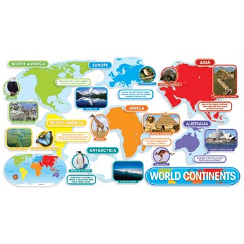 Teachers Friend World Continents Bulletin Board Cut Out & Reviews | Wayfair