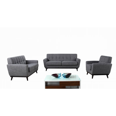 Wade Logan Thayne 3 Piece Corsair Modern Sofa Set