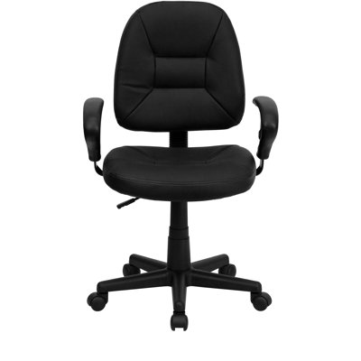 Flash Furniture Ergonomic Mid-Back Task Leather Office Chair with Arms