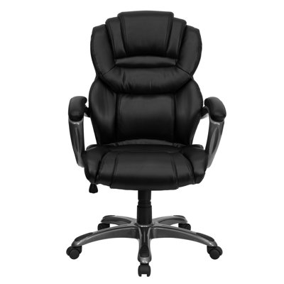 Flash Furniture Personalized High-Back Leather Executive Chair with Leather Padded Loop Arms