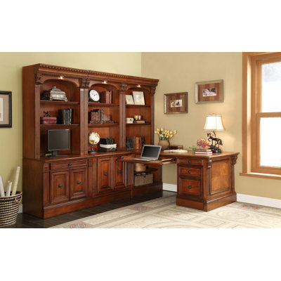 Parker House Furniture Huntington 7-Piece Corner Wall Unit with File Cabinet