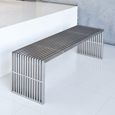 Pangea Home Lanser Bench Brushed Metal