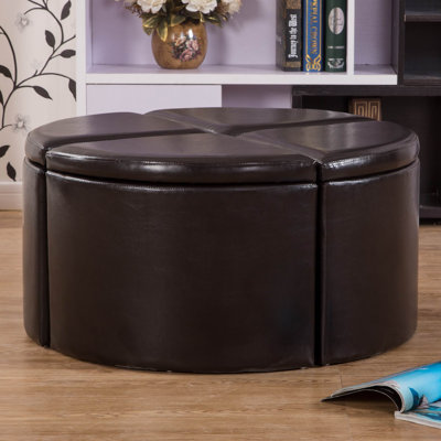 Warehouse of Tiffany Lacresia 4-Piece Leather Storage Ottoman Set