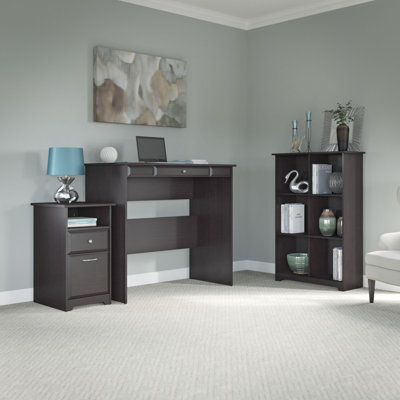 Bush Furniture Cabot Standing Desk with 6-Cube Bookcase and 2 Drawer Pedestal
