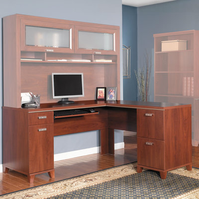 Bush Furniture Tuxedo L-Shaped Executive Desk with Keyboard and Mouse Shelf