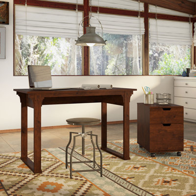 Bush Furniture Mission Creek Writing Desk with 2 Drawer Mobile Pedestal