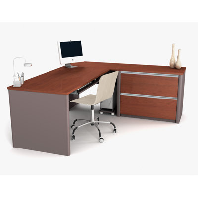 Bestar Connexion L-Shape Desk Office Suite with Hutch