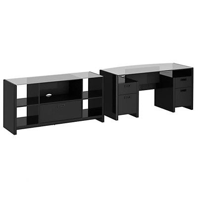 Kathy Ireland Office by Bush New York Skyline 2-Piece Standard Desk with Credenza