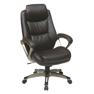Office Star Products Eco Leather Executive Chair with Padded Arms