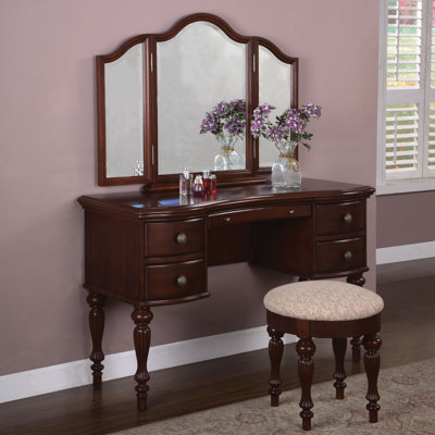 Alcott Hill Gonson Marquis Cherry Vanity Set wit..