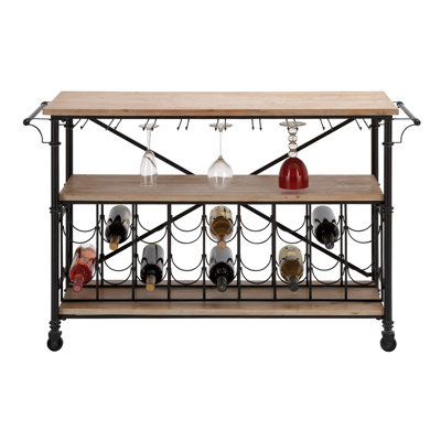 Woodland Imports Bar on Wheels 18 Bottle Floor W..