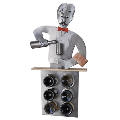 H & K SCULPTURES Bartender 6 Bottle Tabletop Win..