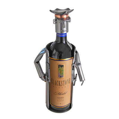 H & K SCULPTURES Policeman Caddy 1 Bottle Tabletop Wine Rack