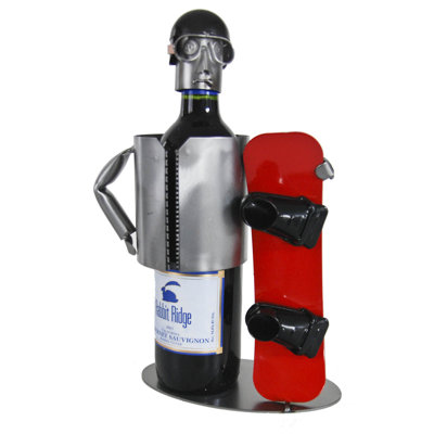H & K SCULPTURES Snowboarder 1 Bottle Tabletop W..