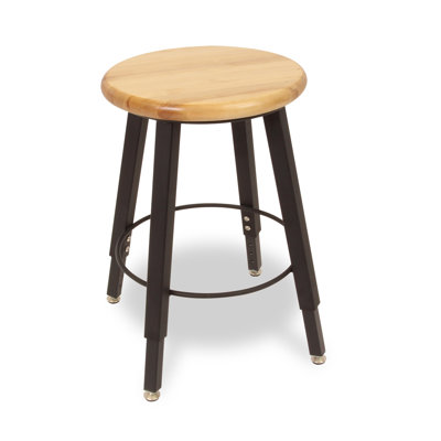 WB Manufacturing Adjustable Height Round Hardwood Seat 4 Leg Stool