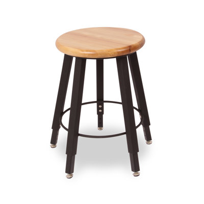 WB Manufacturing Adjustable Height Round Hardwood Seat 5 Leg Stool