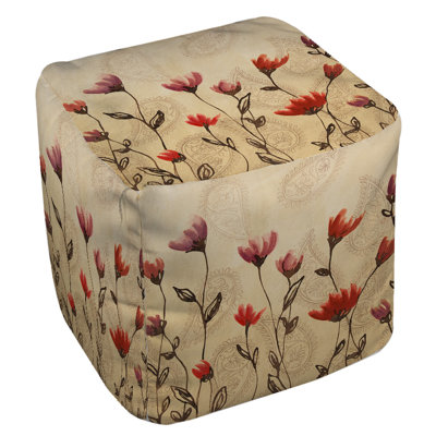 Manual Woodworkers & Weavers Floral Paisley Stems Ottoman