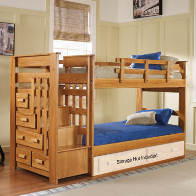 Chelsea Home Twin Over Twin Bunk Bed with Stairway