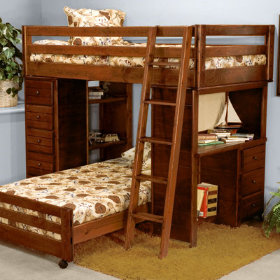 Chelsea Home Twin over Twin L-Shaped Bunk Bed wi..