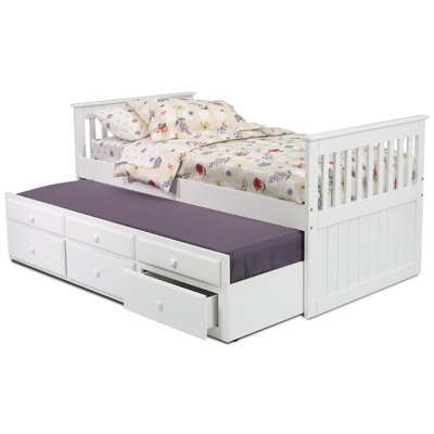 Chelsea Home Twin Slat Bed with Trundle and Stor..