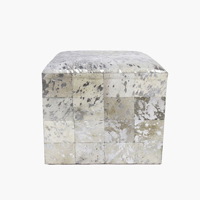 Pasargad Forest Leather Cowhide Ottoman