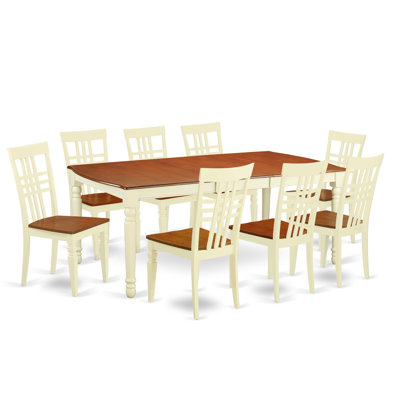East West Furniture 9 Piece Dining Set in Buttermilk/Cherry