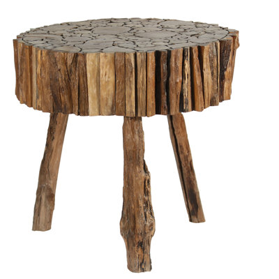 Ibolili Round Cut Teak Wood End Table