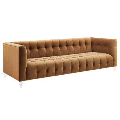 Mercer41 Saffron Cognac Velvet Sofa