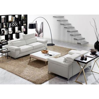 Wade Logan Asa Leather Sofa and Loveseat Set