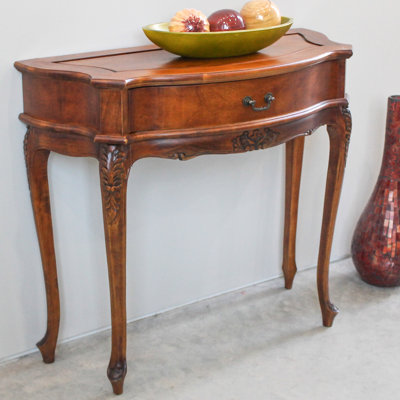 International Caravan Windsor Hand-Carved One Drawer Hall Table