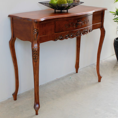 International Caravan Windsor Hand Carved Wood Console Table
