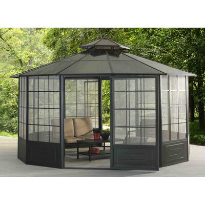 Sunjoy 14 Ft. W x 14 Ft. D Metal Permanent Gazebo | Wayfair