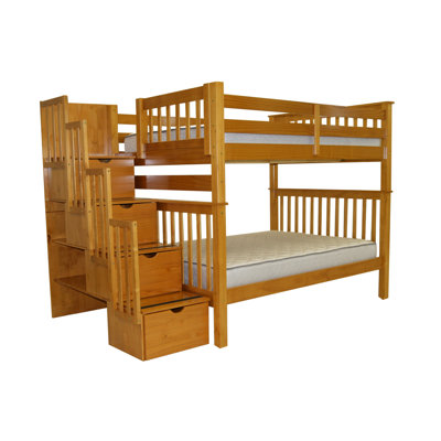 Bedz King Stairway Full over Full Bunk Bed with ..
