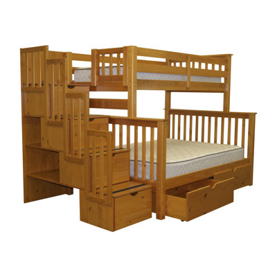 Bedz King Twin over Full Bunk Bed with Storage