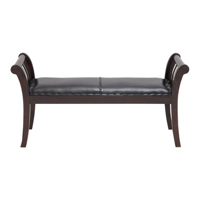 Cole & Grey Wood and Leather Bedroom Bench