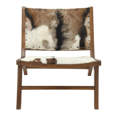 Cole & Grey Teak Hide Lounge Chair