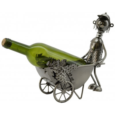 Three Star Im/Ex Inc. Man with Wheel Barrel 1 Bottle Tabletop Wine Rack